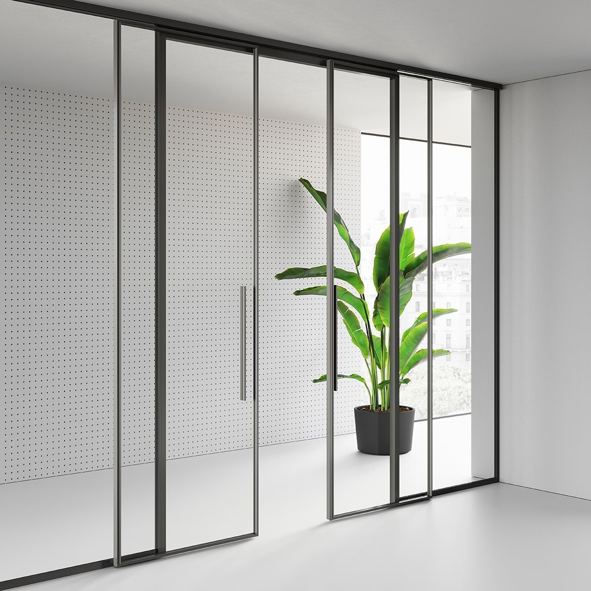 Porta scorrevole in vetro intelaiata Anta N